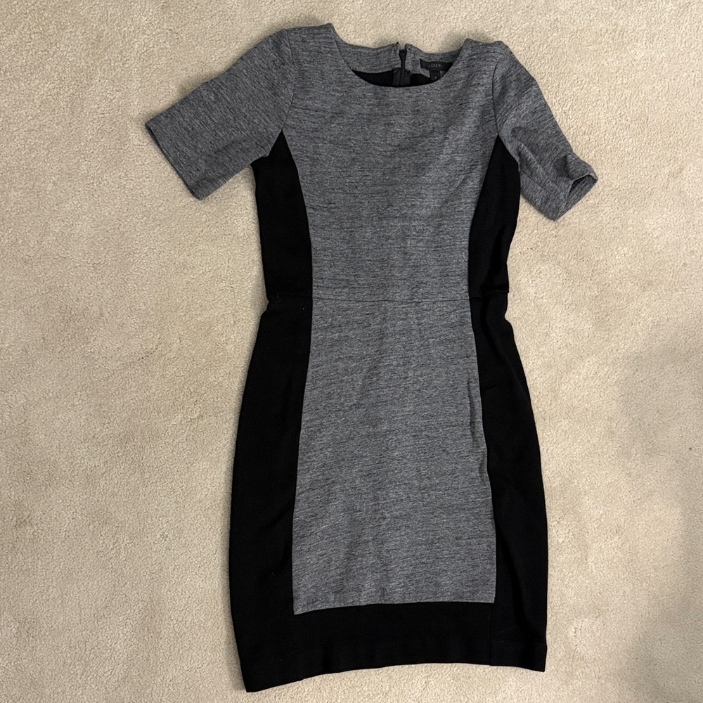 J. Crew Gray and Black Midi Dress